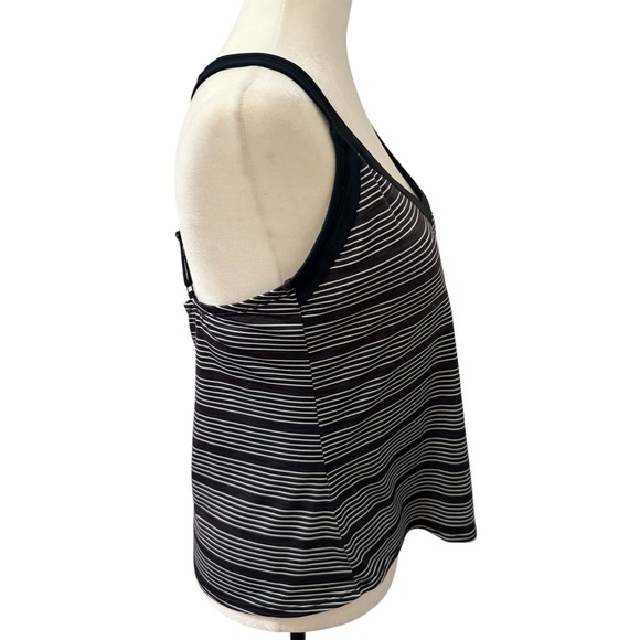 Nike Striped V-Neck Athletic Tank Top with Built-in Bra Black White Size L - Picture 4 of 8